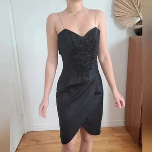 HOLT RENFREW VINTAGE  EMBROIDERED LITTLE BLACK DRESS
